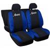 Lupex Shop Coprisedili auto compatibili con 600 Seicento, Nero/Mimetico blu, Made in Italy, tessuto poliestere, set sedili completi anteriori e posteriori