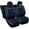 Lupex Shop Copri-sedili Auto Compatibili Punto | Set Coprisedili Anteriori e Posteriori | Logo Ricamato | Airbag Compatibile | Accessori Auto Interno (Nero/Blu Scuro)
