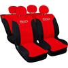 Auto Accessori Lupex Coprisedili Auto Compatibili con Cinquecento 500, Made in Italy, tessuto poliestere, Rosso - Nero Modello 3