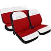 Lupex Shop Coprisedili auto compatibili con 500 Cinquecento, Bianco Rosso centrale, Made in Italy, tessuto poliestere, set sedili completi anteriori e posteriori