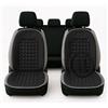 Auto Accessori Lupex Coppia di schienali universali, coprisedili anteriori, kit 2 pezzi con 92 sfere massaggianti per sedili auto furgone autobus camion sedia ufficio (Nero + Coprivolante e cinture)