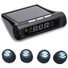 ZERTRAN Smart Car TPMS Sistema di monitoraggio della pressione dei pneumatici con 4 sensori esterni Energia solare Display LCD digitale Sistemi di allarme di sicurezza automatica Avvisi in tempo reale