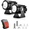 Shkalacar Fendinebbia a LED per Moto 2 Pezzi, Fari supplementari Moto 60W Lampade ausiliarie Bianche e Gialle Faretti Moto LED Impermeabili per Auto Trattore Camion ATV UTV SUV Barca