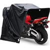 ClearFragrans Garage pieghevole per moto, in tessuto Oxford, impermeabile, antipolvere, protezione UV, per moto, scooter, biciclette, ciclomotori, motocross, 270 x 105 x 155 cm, colore nero