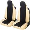 Auto Accessori Lupex Coprisedili Auto Compatibili con Aygo, sedili con poggiatesta integrato, coppia anteriore, fodere protezione sedile, modello universale (Nero - Beige)