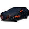 generico Telo copriauto esterni Compatibile con OPEL Crossland X 2017-2025,antivento,antipioggia,antineve,antisole impermeabile,protezione per tutte le stagioni (black orange)