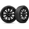 moto-MOLTICO Moltico Copricerchi - Set Copricerchi Universale 4 Pezzi - Adatto a Tutti i Cerchi in Acciaio - Copri Cerchioni - Anello di Sicurezza Regolabile - Nero - 16 Pollici
