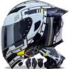 QJWMatic Casco da Moto Integrale con Doppia Visiera, Omologato ECE, con Tecnologia Bluetooth Integrata, Apribile per Uomo E Donna G,M55-56CM