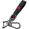 Annloysky Portachiavi per auto in vera pelle nera, portachiavi in metallo compatibile con Dodge Challenger Charger SRT RAM Cars, portachiavi per proprietari di Dodge