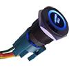 ETOPARS Nero Guscio 12V Auto Luce Blu LED Pulsante di Avviamento in Metallo 19mm Interruttore a levetta Momentaneo Accensione Fire Missiles Presa Filo