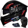 ACLFFSHOP Caschi da Moto Modulari Bluetooth, Casco da Moto a Doppia Visiera Integrale Omologato DOT/ECE, con Doppio Altoparlante e Microfono, per Adulti Uomini e Donne M~XXL