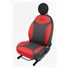 Italfodere - Coppia Coprisedili Anteriori Compatibili con Fiat 500L - Cotone Accoppiato - Fatti a Mano - Eleganti e Resistenti - Accessori Auto Interno - Rosso/Nero - Made in Italy