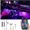 QAUBEN Auto illuminazione ambiente fibra ottica 64 colori musica suono attivo con APP controllo auto kit di illuminazione dell'atmosfera decorativa DC 12V 1W 3m