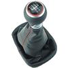 Do!LED Pomello del cambio (cucitura rossa) 12 - 13 mm diametro 5 marce - anello rosso/argento anello compatibile con VW Golf 2 II 3 III Polo 6N 35i 3A + morsetto di fissaggio