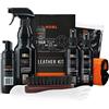 ADBL Set per la cura della pelle: Kit per la pelle - Balsamo per la pulizia e la cura della pelle incl. spazzola e accessori - Pulitore premium, detergente - ideale per i sedili o i divani | 7-pz