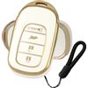 ATFIGII Custodia per Telecomando Chiave Compatibile con Honda HRV CRV LX per Civic Si Type R Sport Touring Hatchback 2022-2026 Protezione in TPU con Cordino Piccolo 4 Pulsanti Oro Bianco