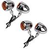 QIULKU Frecce Moto,Frecce Led Moto Indicatori di direzione for moto Indicatori di direzione for moto retrò universali 12V Lampeggiatori in metallo 2 pezzi Nero cromato(Color:4PC Chrome)