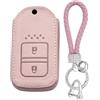 WUZUTU Custodia per chiave auto, in pelle, compatibile con Honda Accord Jade Civic HR-V XR-V CR-V Jazz Vezel Odyssey, custodia portachiavi con portachiavi a 2 pulsanti, rosa