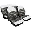 Lupex Shop 500_Bi.Mch Copri-sedili Auto Compatibili 500 | Bianco Mimetico Grigio | Set Copri-Sedile Anteriori e Posteriori | Logo Ricamato | Airbag Compatibile | Accessori Auto Interno