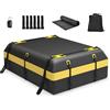 SOARS Box Tetto Auto 600 Litri, Portapacchi Auto Tetto 100 X 130 X 44 CM, Impermeabile con Tappetino Antiscivolo e Borsa per il Trasporto, Porta Bagagli Universale per Auto, SUV (Nero+Giallo-600L)