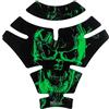 BIKE-label Adesivo per serbatoio 3D per moto, motivo teschio, fiamme, colore verde, X500146