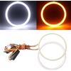 Qasim 1 coppia di LED COB Fari Angel Eyes 120MM 4014 144SMD Bianco+Amber Switchback Anello Halo Occhi d'Angelo Universale per Auto Moto per DRL Faro Fendinebbia DC12V