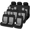 KWAYA Set Copri Sedile Protezioni Universali Per Sedili Auto Da 9 Posti Coprisedili Per Autobus Resistenti Allo Sporco Set Di Coprisedili In Vari Colori Completo Coprisedili(Gray-9PCS)
