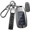 Rondrive Custodia per Chiave in Metallo Compatibile con Chery Jaecoo 7 Jaecoo 8 Tiggo 8 Plus 8 Pro Tiggo7 Arrizo 5 Plus, Custodia Protettiva per Auto in Pelle con Portachiavi, 4 Tasti - Grigio