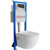 Lavita LAV 101 - Elemento da parete per WC 40 cm + parete sospesa per WC Salto bianco senza bordi + pannello di controllo LAV 200.1.2 cromato | Set completo | Cassetta di risciacquo da incasso | WC