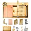 OMGMTSTORE Lavello da 80x50 cm in stile Golden Waterfall, lavello da incasso a 1 vasca, lavello da cucina a montaggio superiore in acciaio inox, lavello multifunzionale per il posto di lavoro, lavello Golden