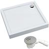 VBChome Piatto doccia, 70 x 80 x 14 cm, rettangolare, per cabina doccia, supporto in polistirolo, piatto, in acrilico, per sanitari, stabile, liscio, bianco, con scarico