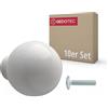 Gedotec Pomello per mobili RICARDA laccato bianco | 10 pezzi pomelli per mobili in legno Ø 23 mm | pomelli rotondi per armadi e cassetti | maniglie per comodini, armadi e cassetti | incl. viti