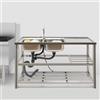 Aohuada 120 x 45 x 80 cm, lavello per gastronomia, in acciaio inox, doppia ciotola di scarico e rubinetto, in acciaio inox, per la pulizia di piatti, pentole e padelle
