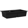 vidaXL Lavandino Cucina Granito Nero Montaggio Sopra Lavello Doppio Lavabo