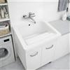 Jo-Bagno.it Mobile LAVATOIO Ceramica 60 x 60 x H 86 DOMINA Design Bianco Incluso di PILETTA in Acciaio E SIFONE Pilozza Profonda 33 cm con strizzatoio