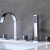 KenSyuInt Rubinetto a 5 fori per vasca da bagno, rubinetto a cascata con doccetta, miscelatore monocomando per vasca da bagno, rubinetti con doccetta cromata