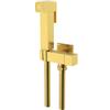OGOMONDO Kit Idroscopino Wc Doccetta Ottone Portatile Shut-Off Monogetto Azionamento a Leva (1, Oro Bronzato Spazzolato Quadro)