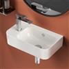 EMKE Lavamano Sospeso 45,5 x 27 x 15 cm, Lavandino Rettangolare Bianco Lucido con Troppopieno, Mini Lavabo a Parete con Foro Rubinetto a Sinistra per Bagno e WC - Senza Rubinetto e Piletta