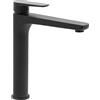 Inbagno Miscelatore per lavabo alto nero opaco, per lavabi d'appoggio o sospesi, monocomando in ottone, serie ERIKA