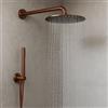 OGOMONDO Set Doccia Tondo, Soffione 250mm, Kit Completo in Acciaio Inox, Finitura Oro Rosa