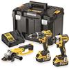 DEWALT DCK383P2T-QW Kit Di 3 Strumenti 18 V, Trapano Avvitatore Compatto, Avvitatore A Urti E Meuleuses