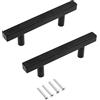 SYDARSYN 2 pezzi Nere Maniglie Armadio Acciaio Inossidabile T Barra Maniglie Maniglie per Mobili Cucina Cassetti Moderne Porte Maniglie 96mm