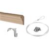 STAS Picture Hanging Systems binario per quadri in legno - Binari per appendere - windsor 120 cm + gancio laterale alu + cavo con passante 150 cm + gancio per appendere la cerniera (set completo)