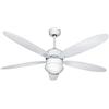 Zephir, Ventilatore da Soffitto, 5 Pale in Legno, Ventilatore con Luce, Diametro 130 cm, Funzionamento con Telecomando, Funzione Reversibilità, Colore Bianco