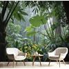 DLERFLOVR Carta da parati Grandi Foglie E Piante 300x210cm Fotomurali in Seta Foresta Pluviale Tropicale XXL Poster Gigante Design Decorazione da Muro per Soggiorno Camera Da Letto Ufficio Cucina, Verde Foresta