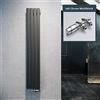 ELEGANTE Termoarredo Design Flat 1800 x 308 mm con Termostato Multiblocco Cromato, Radiatore Piatto Singolo Strato Verticale Attacco Centrale