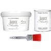 bianco Shabby CHALK PAINT Bianco Naturale & FINITURA + PENNELLO - Pittura Shabby Chic EXTRA OPACA (2,5 Litri) + Finitura Trasparente Opaco (1 Litro) + 1 Pennello Pro 50 mm
