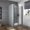 Mato Porta Doccia Doppia Anta saloon Box Doccia Per Nicchia Vetro Trasparente 8mm Telai Nero Opaco 100x200 cm