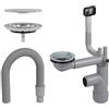 LAXARA Flexlok Sifone telescopico per lavelli da cucina a risparmio di spazio / Lavelli | Flessibilità universale con plastica riciclata | Cestello filtrante con copertura magnetica inclusa | (Flexlok