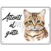 Lovelytiles Cartello Attenti Al Gatto 15 X 20 Cm,Facile da installare, per Uso Interno o Esterno,Resistente UV,Resistente alle intemperie, Decorazioni Per La Casa
